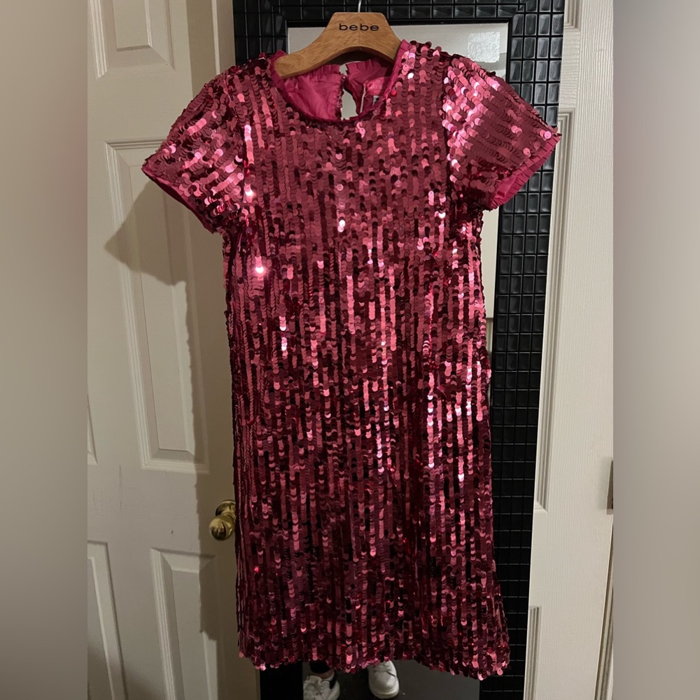 girls pink sequin dress